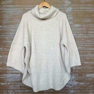 Ugg Wool Blend Turtleneck Ribbed Sweater Cream Preppy Fall Womens XL